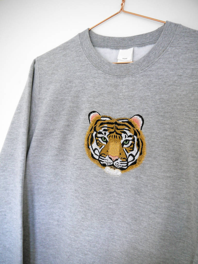 Statement Tiger Jumper, Embroidered Sweater By Lint & Thread ...