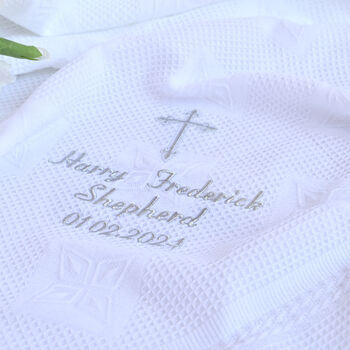 Personalised White Christening Shawl, 5 of 6