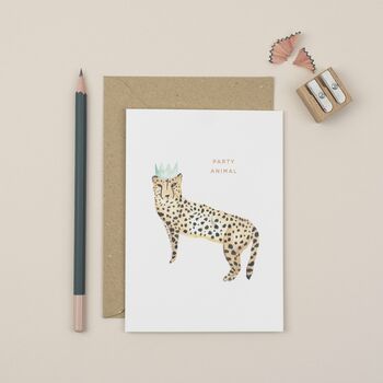 Party Animal Cheetah Greetings Card, 2 of 2