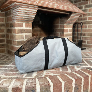 Kindling Wood Bucket And Canvas Log Carrier Bag Set, 3 of 5