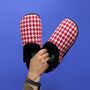 Turbo Red And White Dogtooth Mens Slippers Indoor/Garden Shoes, thumbnail 6 of 11