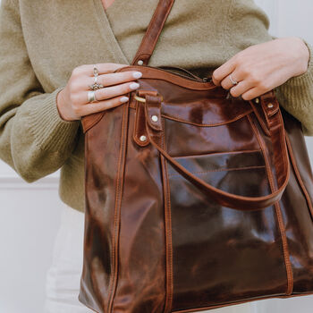 Large Brown Leather Work And Everyday Tote Bag, 2 of 7