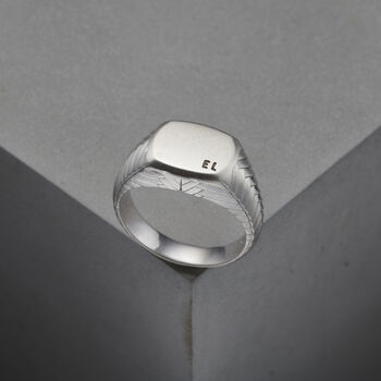 Men's Personalised Herringbone Signet Ring, 3 of 6