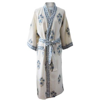 Blue Rose Waffle Cotton Dressing Gown, 4 of 4