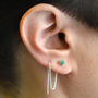 Emerald May Birthstone Silver Threader Earrings, thumbnail 2 of 9