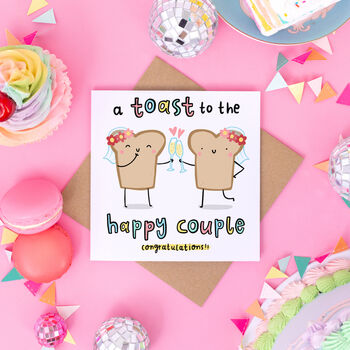 'A Toast To The Happy Couple' Brides Congratulations Card, 2 of 2