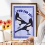 Two For Joy Baby Blue Magpie Art Print, thumbnail 8 of 11