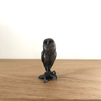 Miniature Bronze Barn Owl Sculpture 8th Anniversary, 4 of 12
