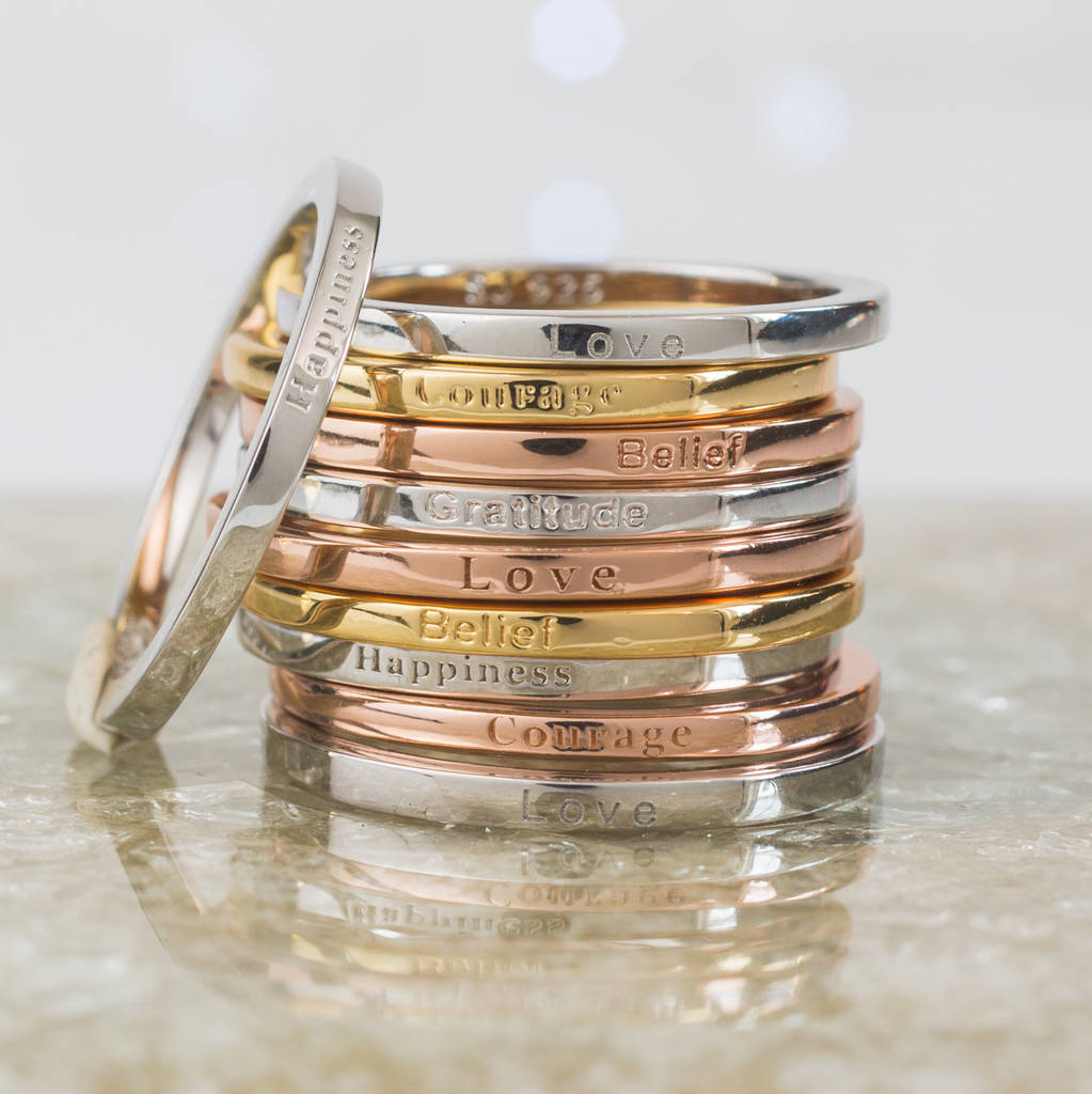 Inspiring Affirmation Stacking Ring Message Inscribed, 1 of 10