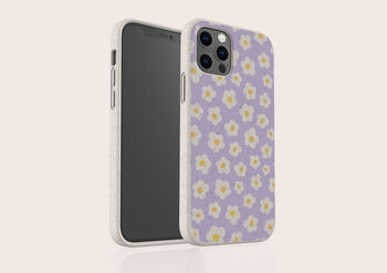 Retro Purple Flowers Biodegradable Phone Case, 4 of 7