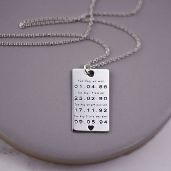 Important Dates Necklace In Sterling Silver, 3 of 9