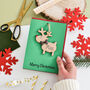 Personalised Reindeer Decoration Christmas Card, thumbnail 4 of 6