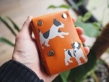 Personalised Leather Playing Card Case With Puppy Print, 2 of 5