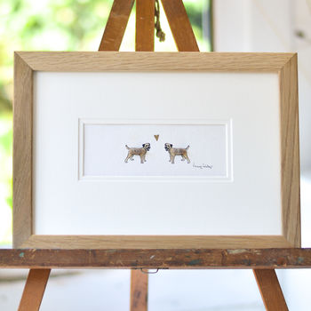Border Terriers In Love Hand Finished Art Print, 3 of 3