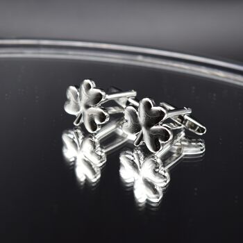 Four Leaf Clover Cufflinks 316 L Stainless Steel Good Luck Design Gift, 5 of 5