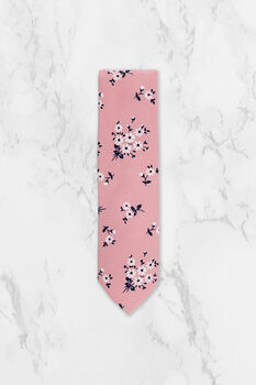 Wedding Handmade 100% Cotton Floral Print Tie In Pink, 4 of 6