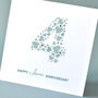 Love Hearts Leather 4th Anniversary Card, thumbnail 2 of 3