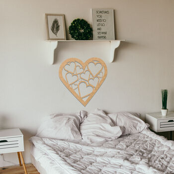Wooden Heart Wall Art Decor Gift For Anniversary Or New Home, 7 of 9