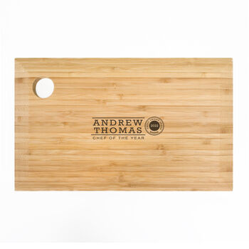 Personalised Chef Of The Year Bamboo Chopping Board, 2 of 3