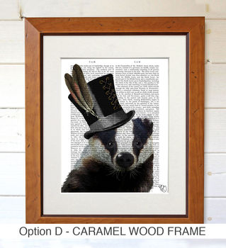 Badger In Top Hat, Book Print, Framed Or Unframed, 5 of 6