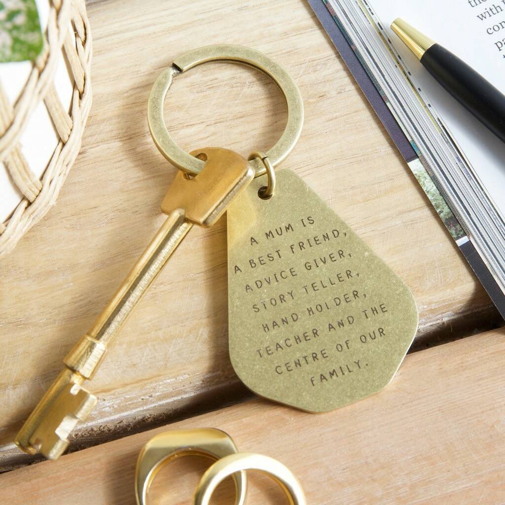 Image of Engraved 'A Mum Is' Antiqued Brass Keyring