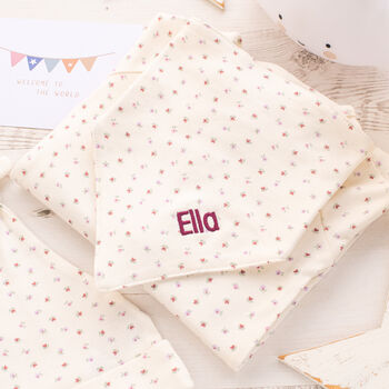 Baby Girls Blossom And Heart Babygrow And Hat Gift Set, 5 of 12