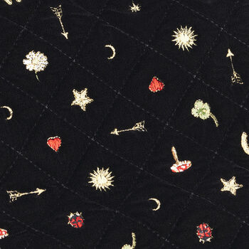 Black Quilted Velvet Embroidered Jewellery Roll, 3 of 6