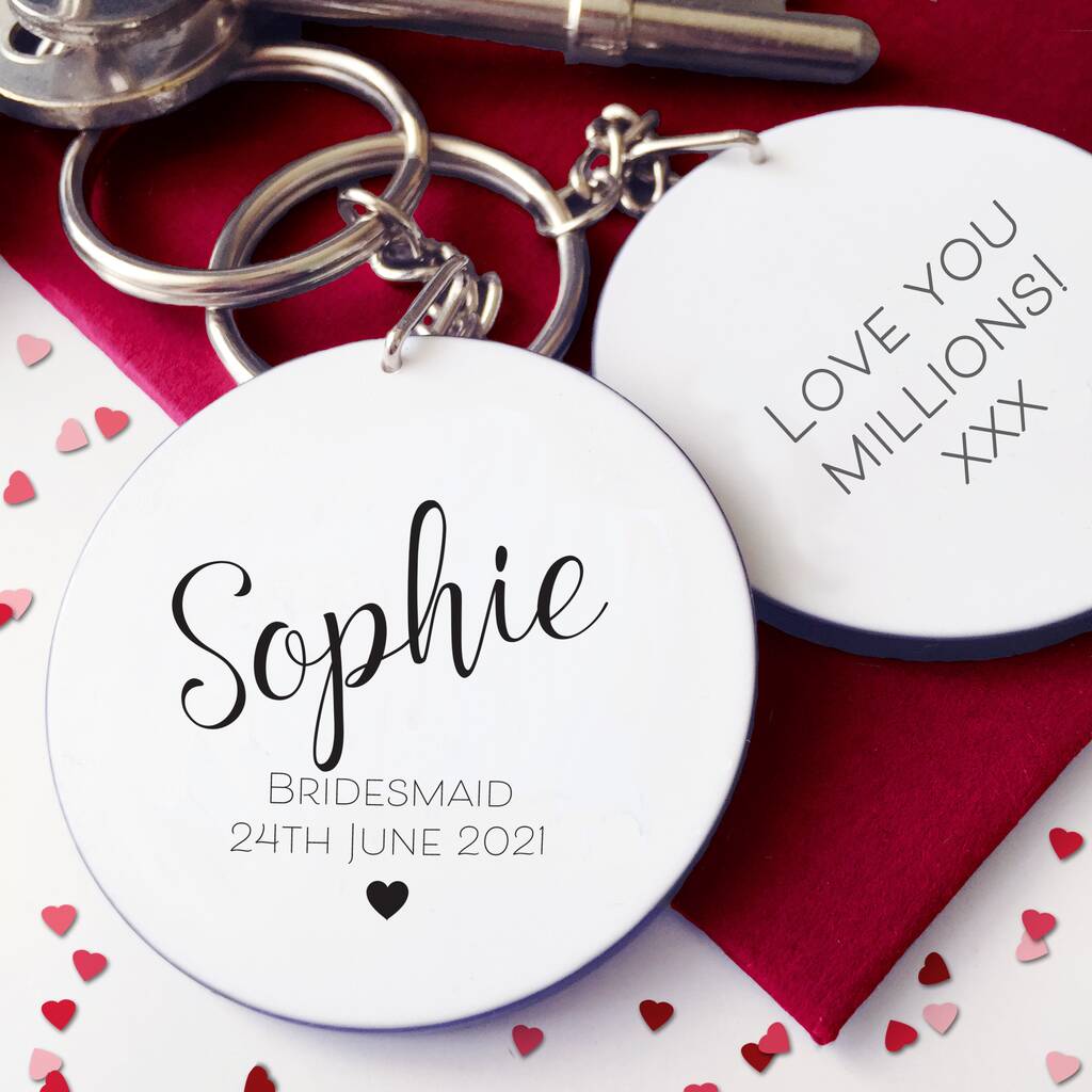 Image of Personalised Bridesmaid Wedding Keyring
