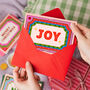 Pack Of Six Retro Joy Christmas Cards, thumbnail 2 of 6
