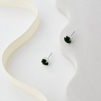 Emerald Green Swarovski Crystal Stud Earrings, 3 of 6