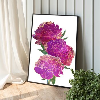 Custom November Birth Flower Peonies Art Print, 3 of 7