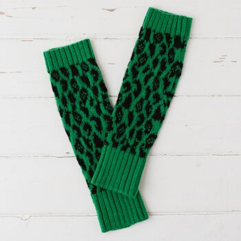 Leopard Lambswool Knitted Wrist Warmers, 5 of 12