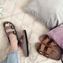 Leather Sandals With Memory Foam Insole In Honey, thumbnail 6 of 8