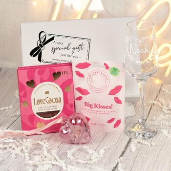 Personalised Whole Lotta Love Prosecco Flute Gift Box Hamper, 5 of 7
