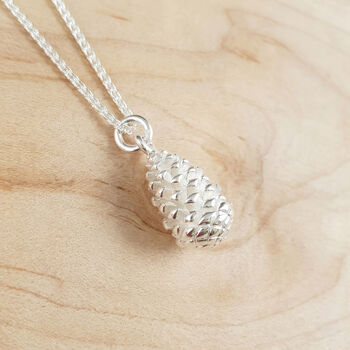 Pine Cone Solid Silver Necklace, 3 of 6