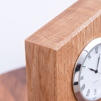 Personalised Oak Angled Table Clock, 2 of 3
