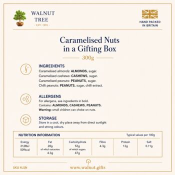 Luxury Caramelised Nut And Chilli Peanut Gift Box – 300g, 6 of 8