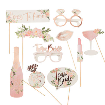 Rose Gold Floral Hen Party Photo Booth Props, 2 of 3