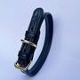 Handmade Italian Leather Padded Black Dog Puppy Collar, thumbnail 2 of 5
