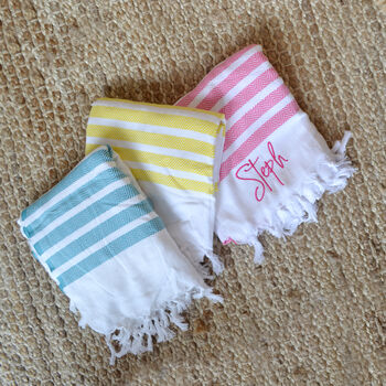 Personalised Embroidered Stripe Beach Towel, 4 of 4
