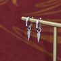 Sterling Silver Dangling Rhombus Spike Hoop Earrings, thumbnail 1 of 12