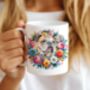 Personalised Bulldog Floral Summer Dog Wreath Gift Keepsake Mug, thumbnail 1 of 2