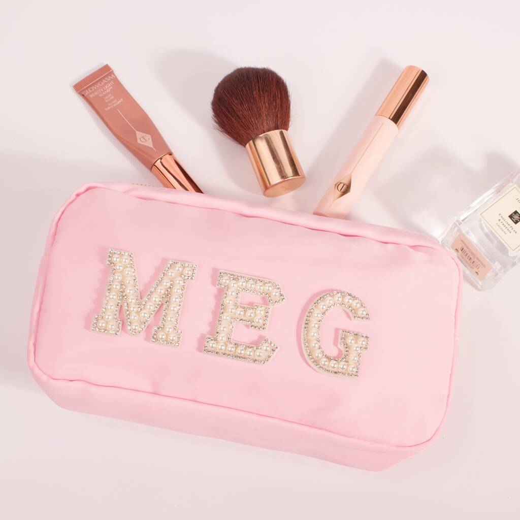 Personalised Cosmetic Make Up Bags With Pearl Letters, 1 of 12