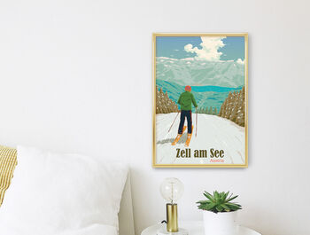 Zell Am Zee Ski Resort Austria Travel Poster Art Print, 3 of 8