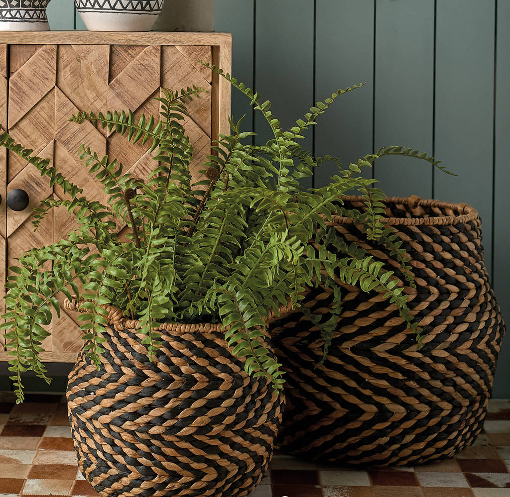 two tone woven seagrass storage basket by ella james