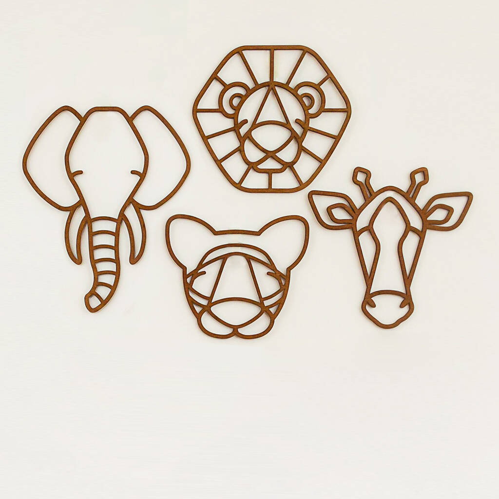 Wooden Jungle Animal Wall Hanging By Squashed Peaches Designs