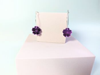 Flower Earrings In Purple Mirror Acrylic Hoop Earrings, 6 of 8