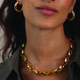 Octagon Link Chunky Gold Chain Necklace In 18 K Gold Plating, thumbnail 7 of 11