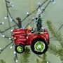 Personalised Red Christmas Tractor Bauble, thumbnail 2 of 3