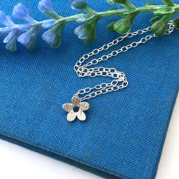 Sterling Silver Tiny Flower Thank You Teacher Necklace, 2 of 9